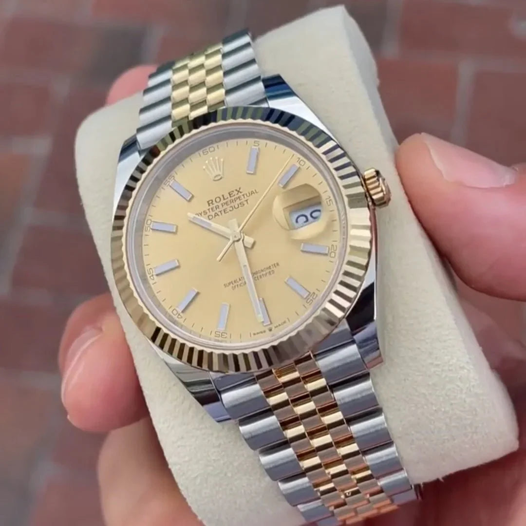 Role_x Datejust Gold Silver Gold Dial Metal Watch