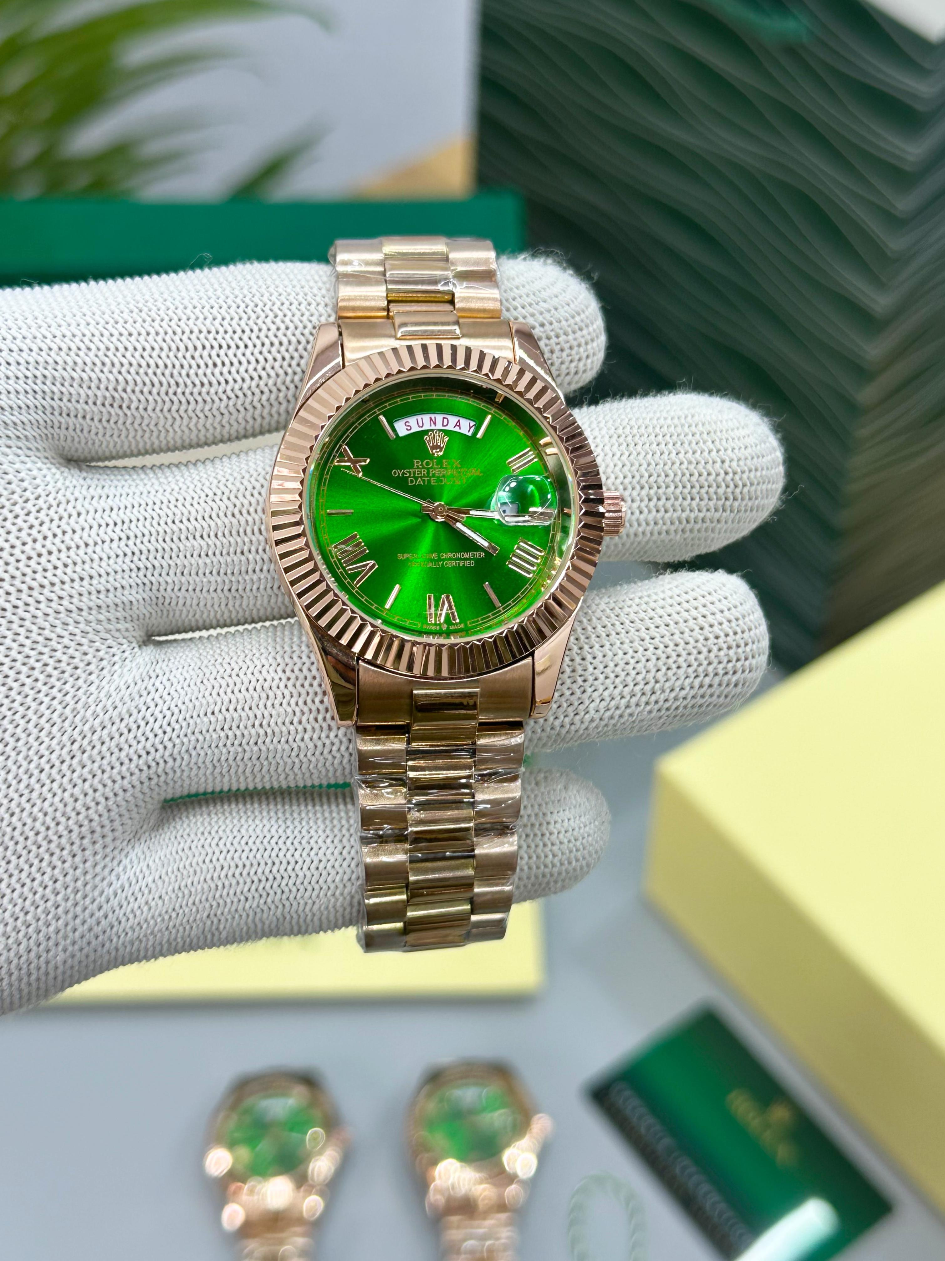 luxury Watch day date green dial