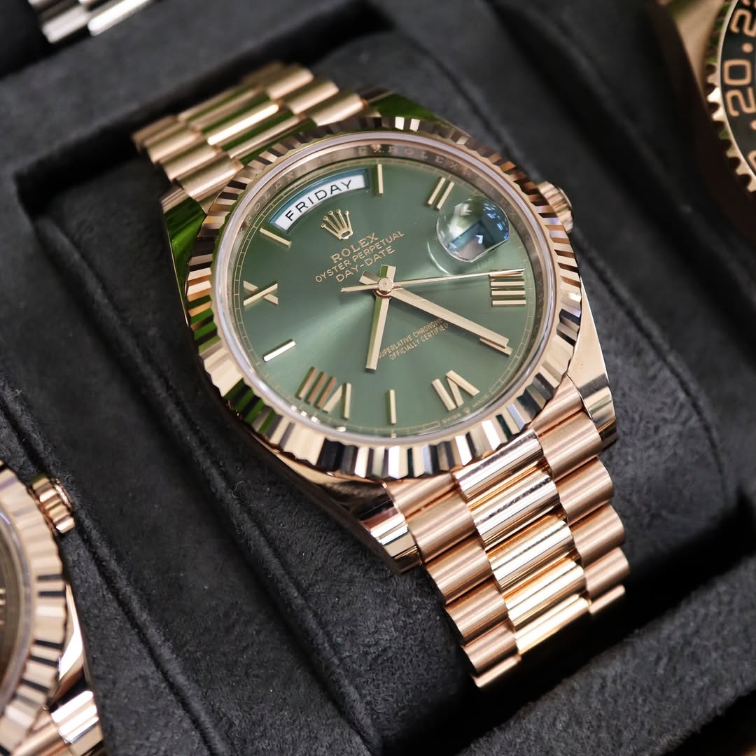 luxury Watch day date green dial